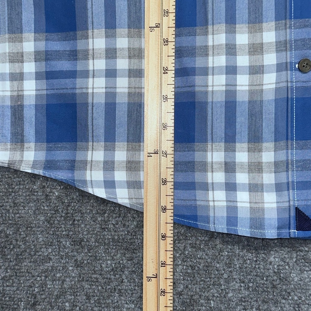 UNTUCKit Men's Plaid Button-Down Shirt Blue Gray Check‎ 100% Cotton Long Sleeve - Picture 4 of 10